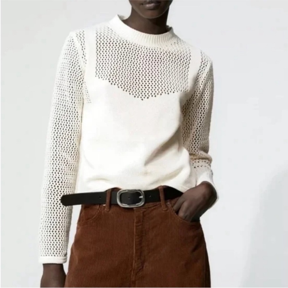 Zara Cream Knit Sweater Sz Sm